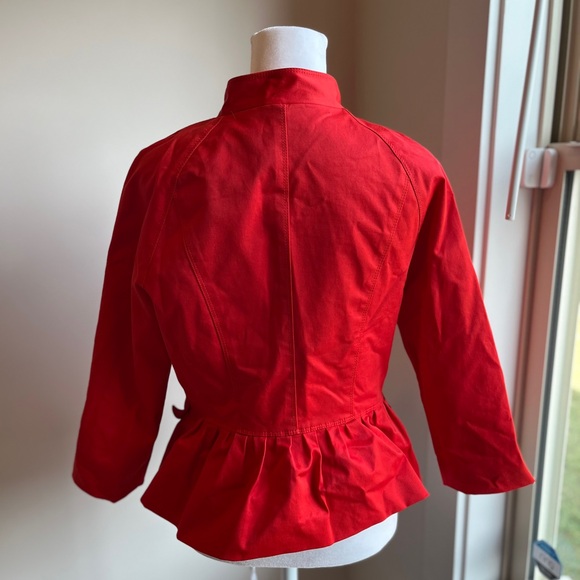 Kenneth Cole Sleek Fitted 3/4 Length Sleeve Jacket Brilliant Red/Orange - Picture 4 of 12